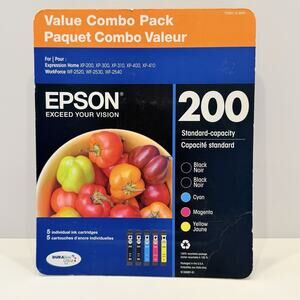 5-pk EPSON 200 Value Combo Pack 2 Black 1 Cyan 1 Yellow 1 Magenta Ink Expired